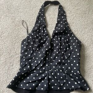 Princess Polly Black Halter Peplum Blouse